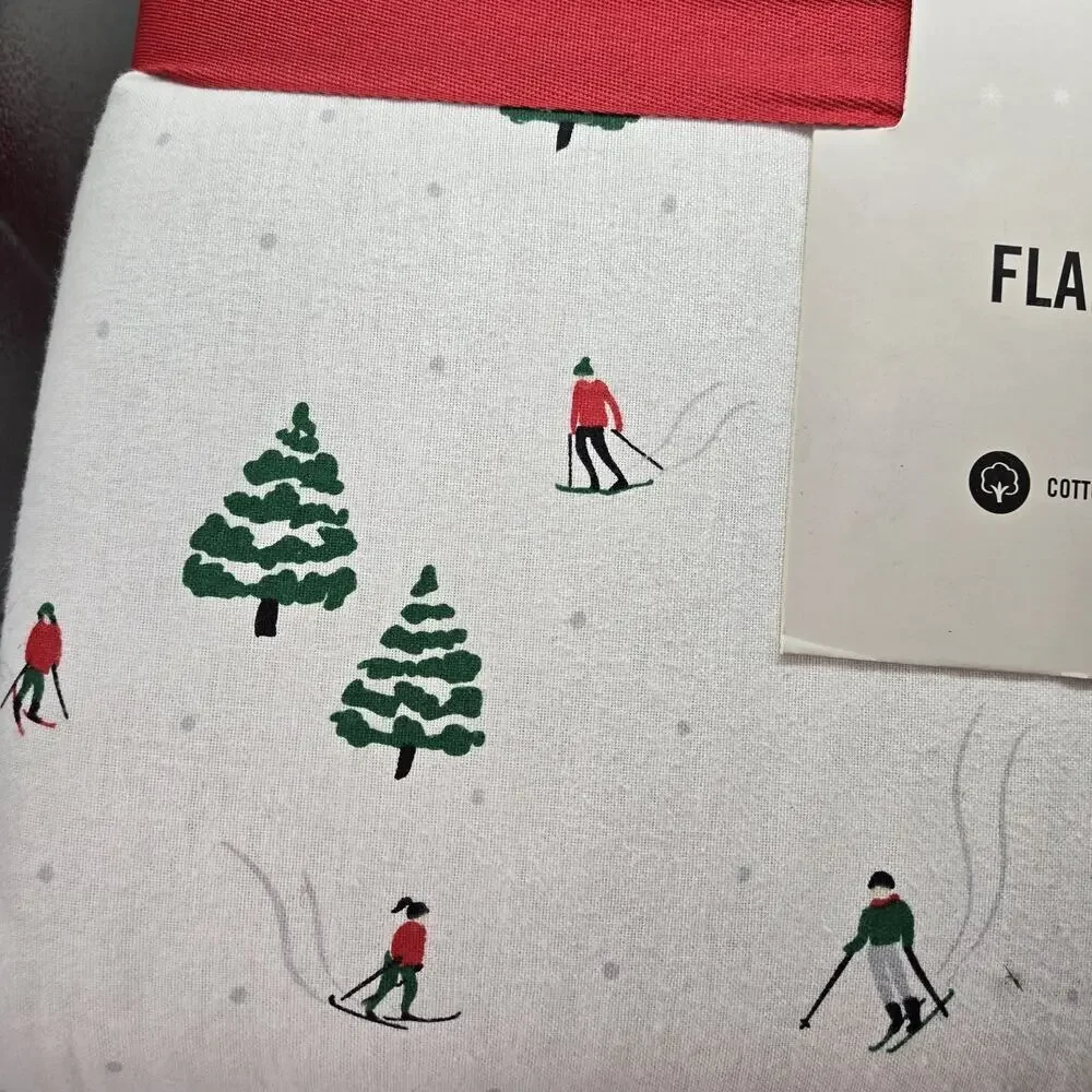 MARTHA STEWART Holiday Christmas Tree Skier Red Green 3 piece King Quilt Set NEW